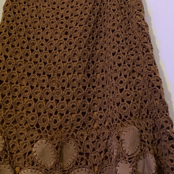 Vintage Crocheted  Brown Women’s Boho Skirt Size XL - Picture 3 of 11